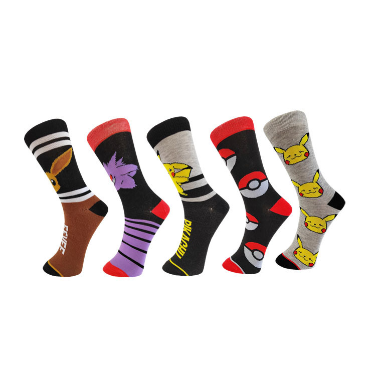 2024 Autumn New European and American Cartoon Men's Mid-Tube Socks Trendy Sports Animation Peripheral Pikachu Men's Socks