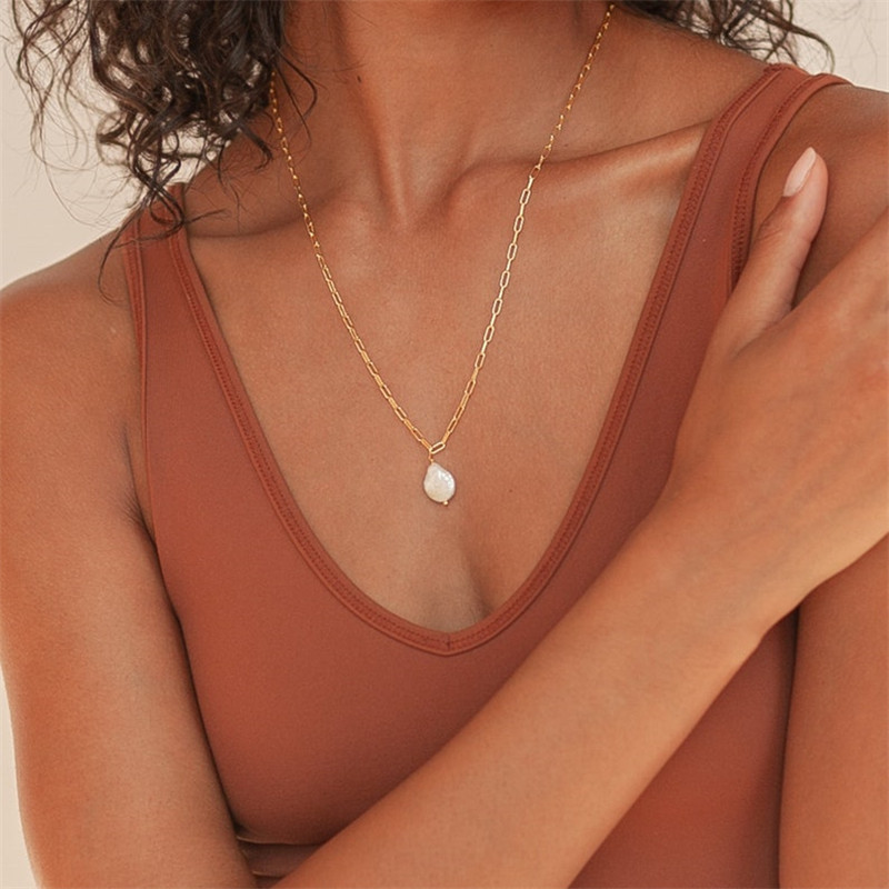 Basic Modern Style Classic Style Geometric Imitation Pearl Metal Wholesale Pendant Necklace display picture 2