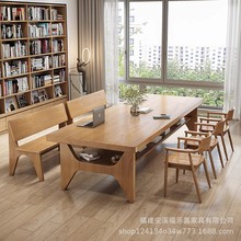 现代简约客厅全实木书桌公司电脑桌长桌子家用学习阅读桌写字台
