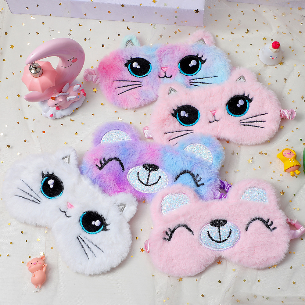 Cute Cat Plush Eye Mask display picture 1