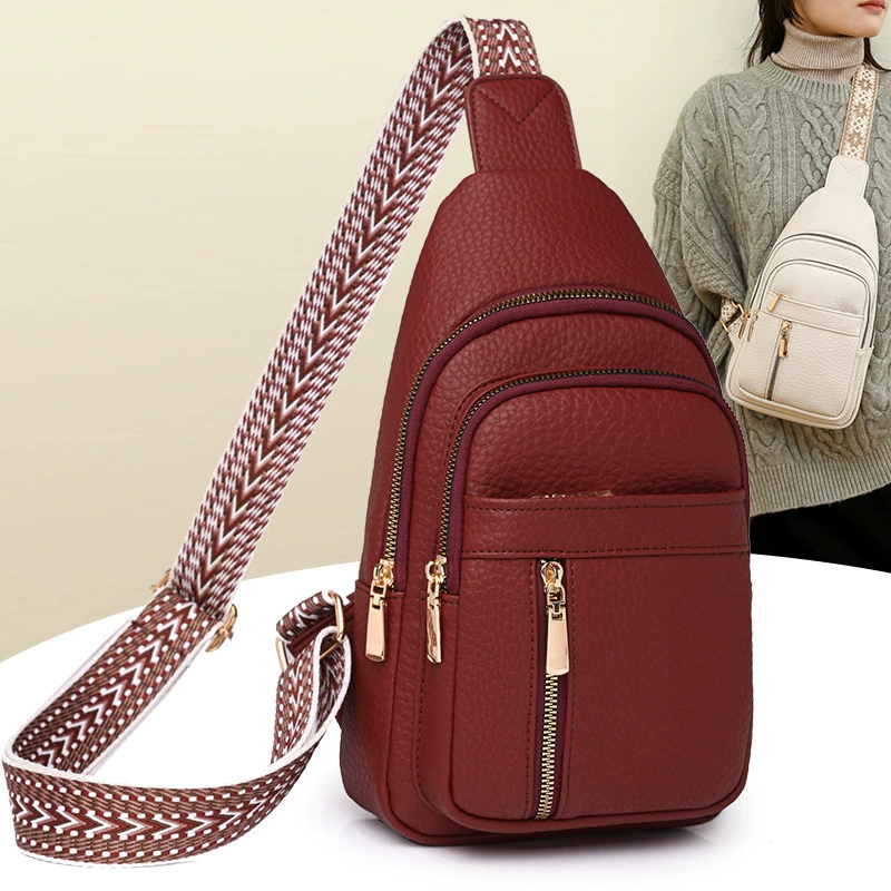 Retro chest bag, universal polyurethane shoulder bag, one-shoulder bag for leisure