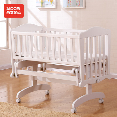 Exit European style solid wood Baby bed Simplicity pine Cradle bed Newborn Cradle bed Removable baby Shook her bed