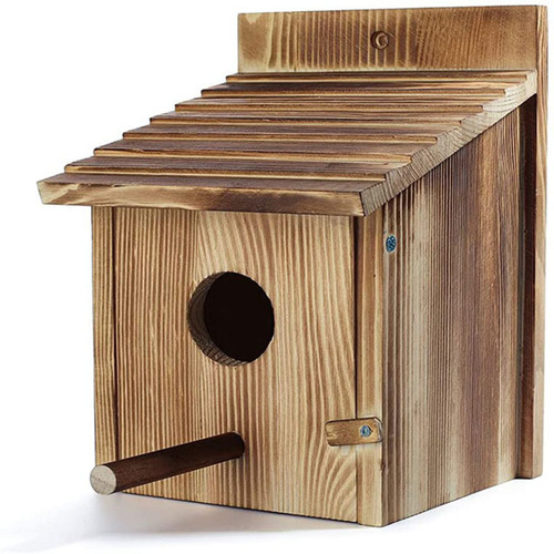 Outdoor Wooden Parrot Bird House Pine Wood Stain Warmth Insulating Solid Wood Nesting Box Bird Nest Bird House Wooden Bird House