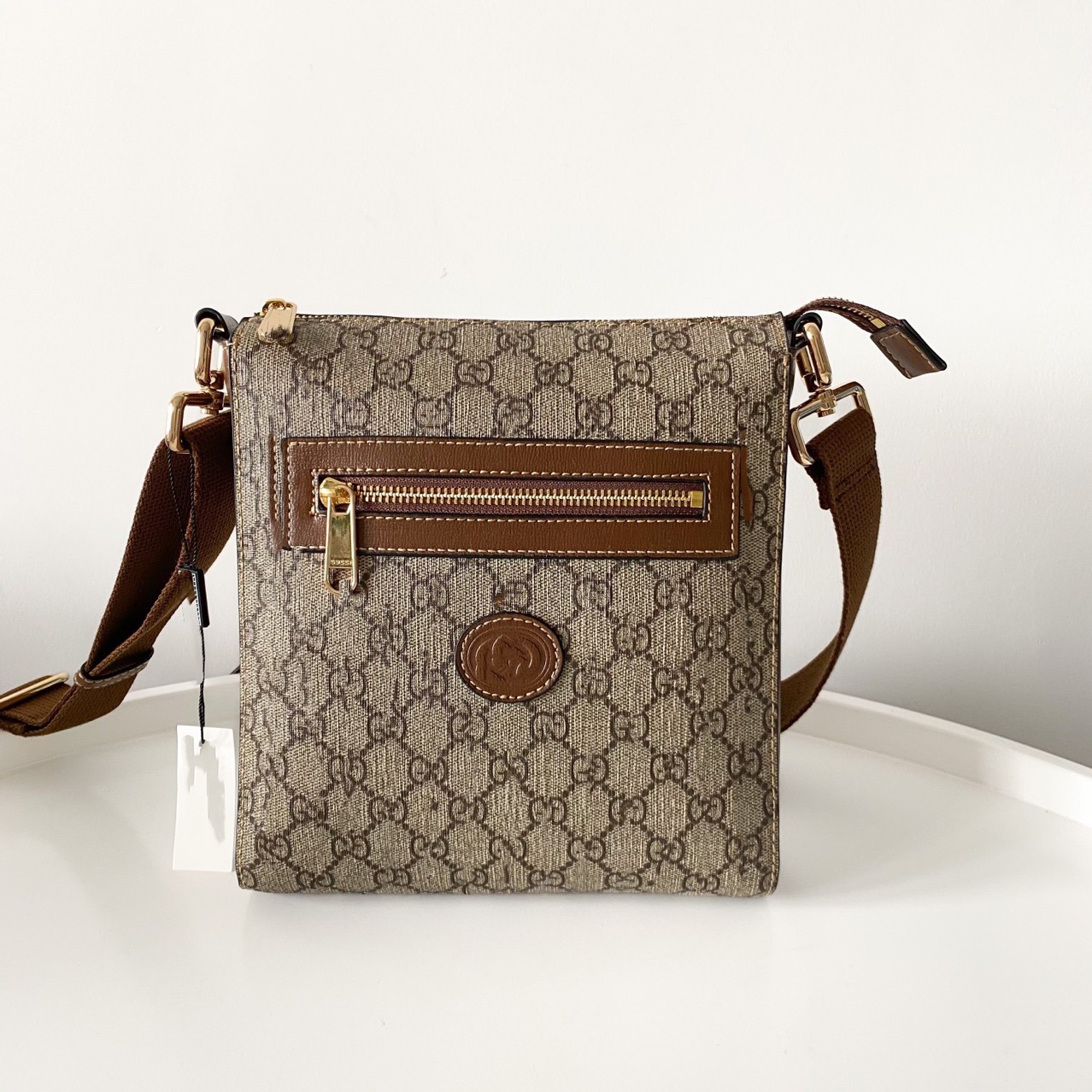 Gucci Ophidia Small Messenger Bag Beige/Ebony GG Supreme Canvas