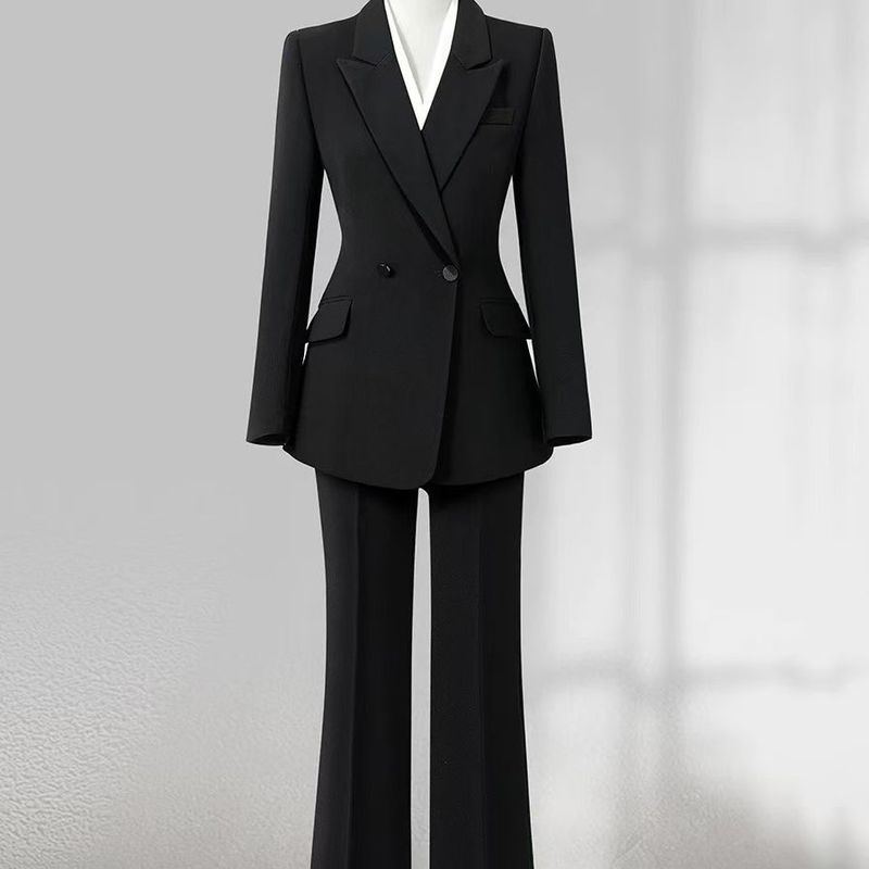 女性用の高級スーツ、作業服スーツ、ファッショナブルな女神風マネージャーのプロフェッショナルウェア、社長のフォーマルウェア、マイクロフレアパンツ|undefined
