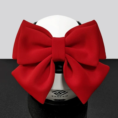Motosiklet dəbilqələri – Helmet, Electric Vehicle, Female - one-size-fits-all-true-red-double-layer-luxury-bow-velcro