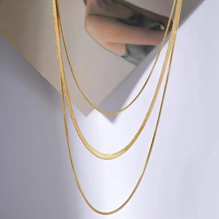 Simple Style Geometric Titanium Steel Plating Layered Necklaces display picture 1