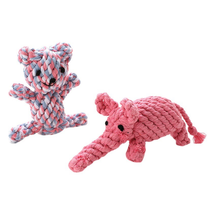 Juguete de perro de cuerda de algodón al por mayor de cuero Taobao animal en forma de nudo de juguete tejido hueso resistente a la mordedura de perro de juguete