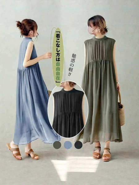 Japanese summer shiffon dress sleevless