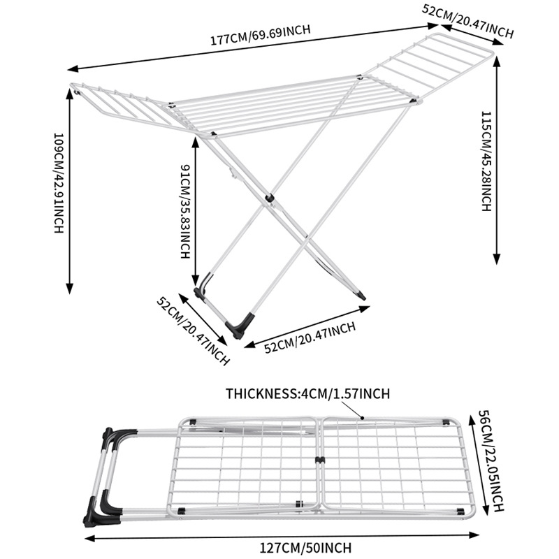 Transfronterizo tipo X piso percha de secado de ropa balcón plegable percha de secado de ropa interior y exterior sin instalación percha de secado de ropa al por mayor