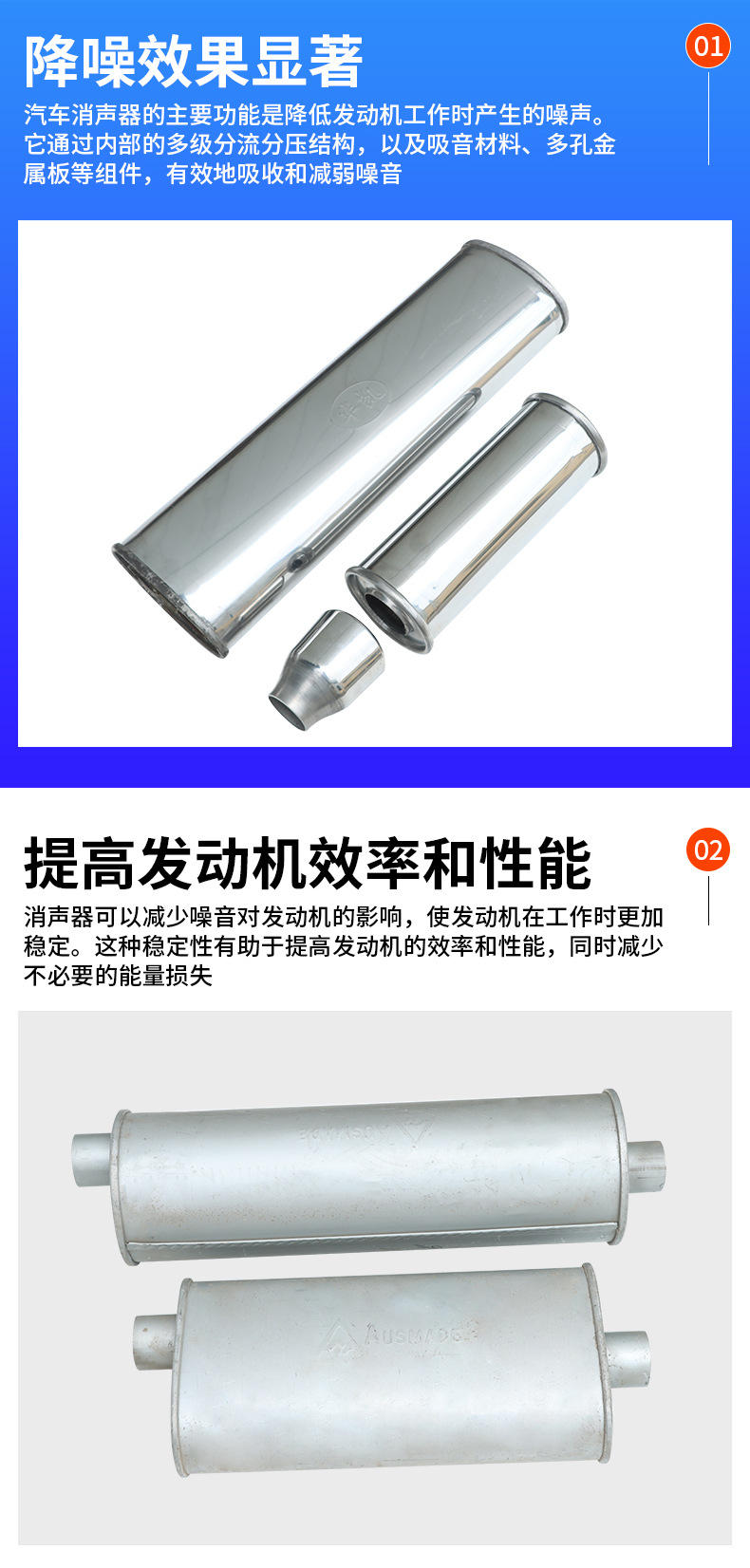 Car muffler three-way catalytic converter muffler package modification catalytic muffler front and rear car muffler