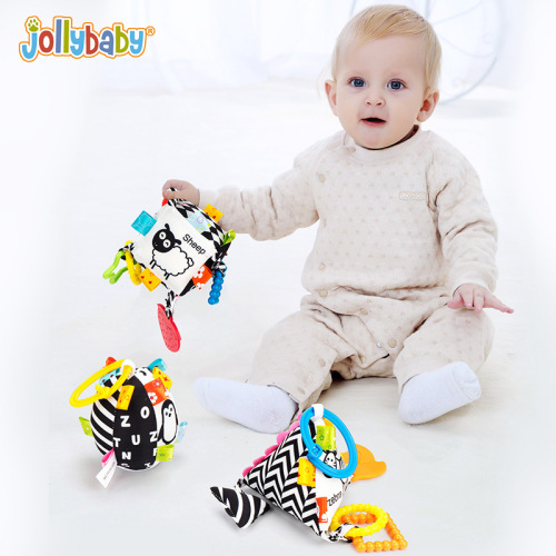 jollybaby baby fabric teether rattle car hanging bed hanging black and white geometric shape building blocks 0 years old early education toys