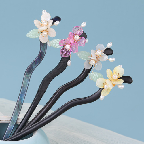 Ancient style hairpins, black sandalwood hairpins wholesale, vintage wooden hairpins, new Chinese style high-end acetic acid hairpins, Hanfu headwear