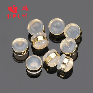 New round round transparent hamburger ear forced silicone copper earplug earplug simple round two-color ear cap accessories