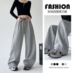 美式香蕉运动裤女2025新款秋季休闲弯刀卫裤小个子直筒宽松阔腿裤
