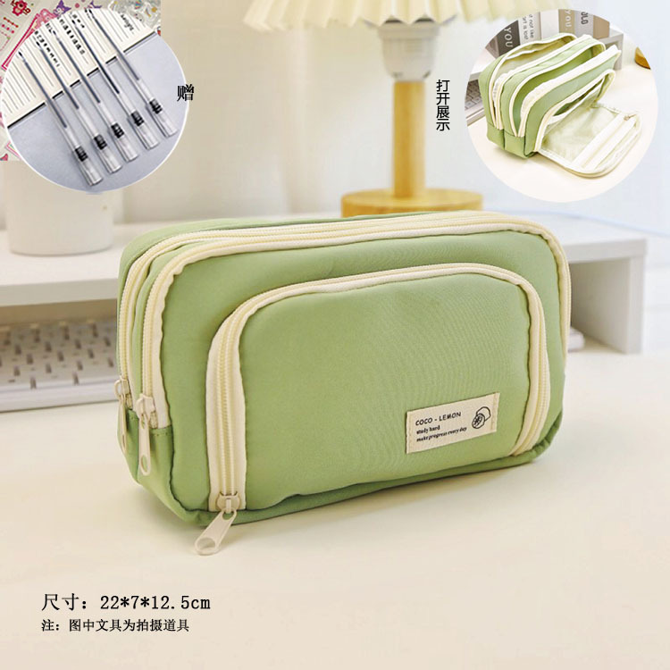 Caja de papelería de gran capacidad multifuncional de gran capacidad japonesa y estudiantes de secundaria en el nicho de viento simple bolsa de lápiz