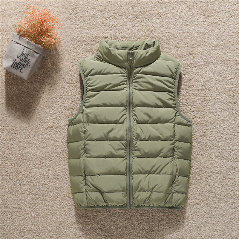 라이트 그린 스탠드 칼라 조끼