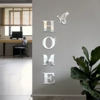 Трансграничная поставка двухслойной kt-доски HOME, акриловые зеркальные наклейки на стену с бабочками, наклейки на стену для дома, фоновые наклейки на стену, зеркальные буквы «сделай сам»