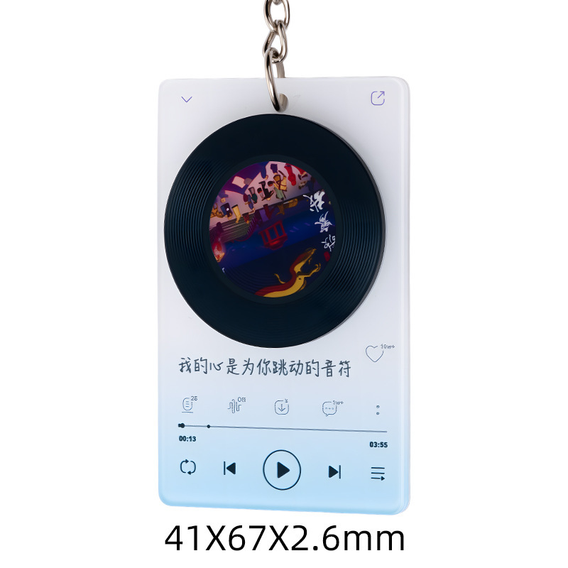 スポット NFC 回転可能なアクリルキーホルダーカスタム小さなペンダントギフトビニール音楽レコードペンダントタグ|undefined