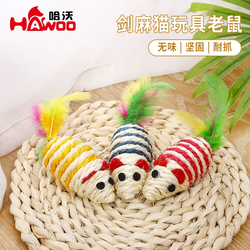 Сизаль полосатая мышь домашнее животное звуковая игрушка укус мышь кошка игрушка кошка шлифовальный коготь поставки оптом
