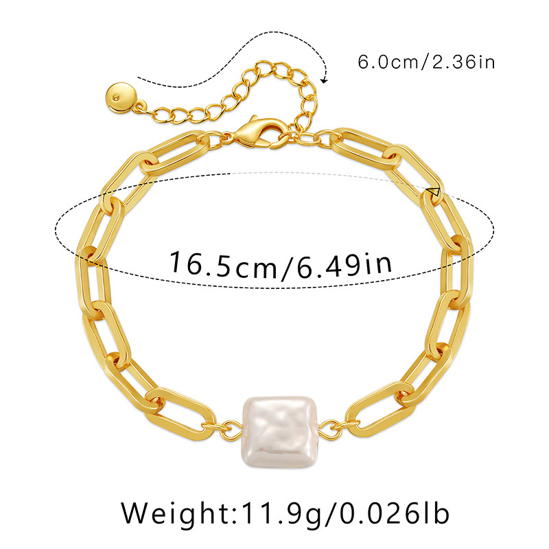 Fashion Square Copper Pearl Plating Bracelets 1 Piece