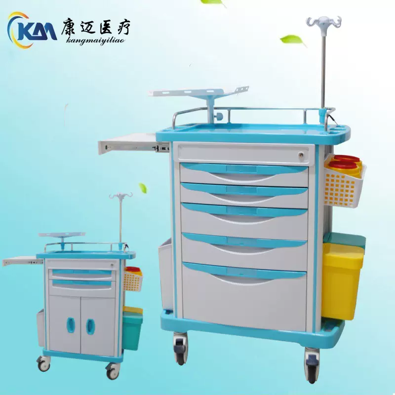 ABS医用手术急救麻醉药品治疗换药处置护理车 急诊抢救药品车