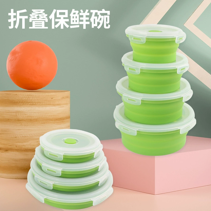 Силиконовая складная коробка для завтрака Складная миска Складная коробка для пикника Креативная коробка для завтрака Портативная дорожная коробка для дополнительной еды