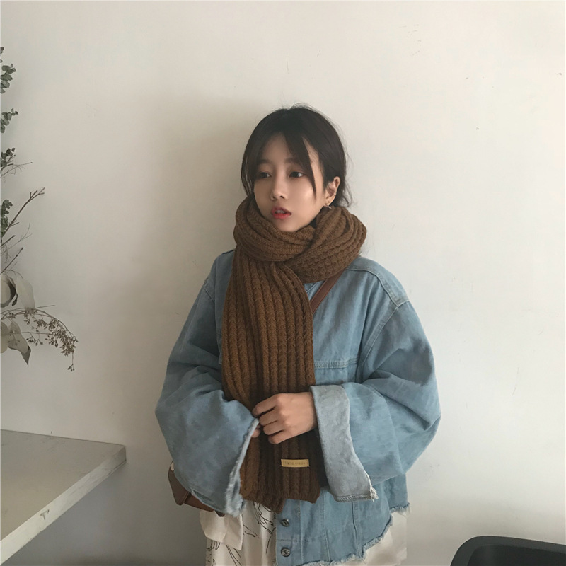 yarn Material Solid Color Pattern Women's Japanese Style Sweet Solid Color Yarn Scarf