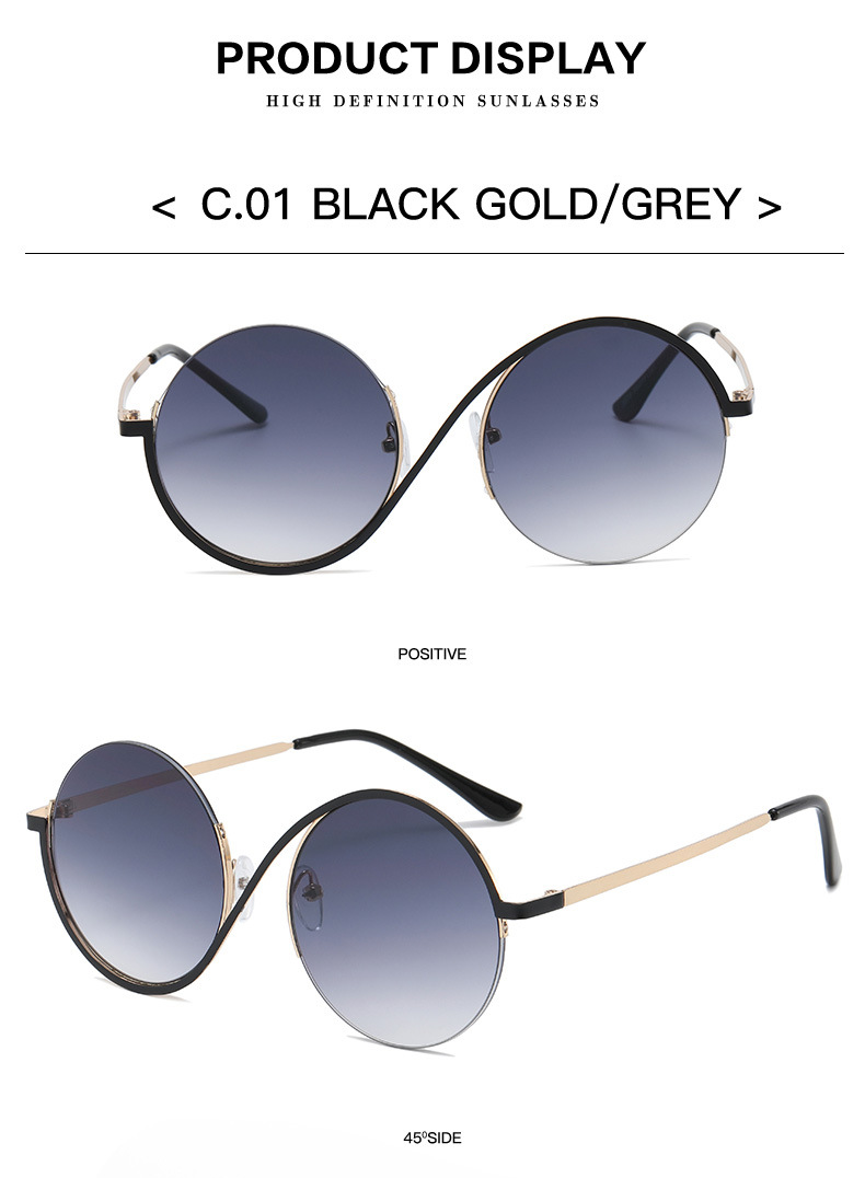 Title 9, Kadın Yuvarlak Çerçeveli Düzensiz Güneş Gözlüğü...