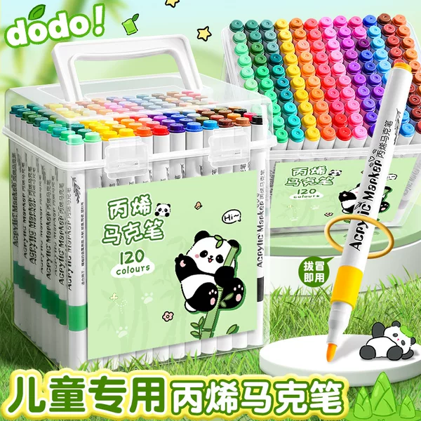 Acrylic Marker Pen Color-opaque Stackable Panda Cartoon Marker Pen for Primary School Children's Art Painting Pen