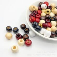 厂家直销枫木彩色桶珠散珠串珠大孔木质 手链手串项链脏辫配件DIY