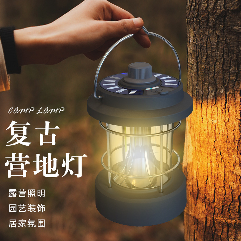 Nueva lámpara de camping al aire libre multi-funcional portátil de tres bloques atenuación camping linterna impermeable larga resistencia iluminación de emergencia