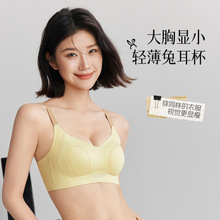 无痕无钢圈夏季凉感内衣女软支撑提拉塑性大胸显小收副乳透气文胸