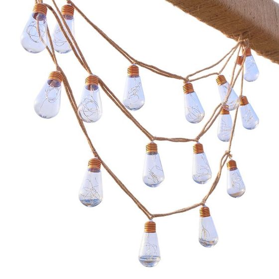 Cross-border New Product Hemp Rope Lamp Outdoor Waterproof Camping Solar Hemp Rope Lamp String Courtyard Copper Wire Lamp Christmas Bulb Lamp