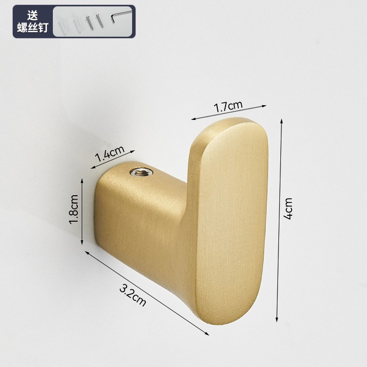 Baño latón ropa gancho pared colgando ropa gancho detrás de la puerta solo ropa gancho de cobre metal toalla abrigo gancho