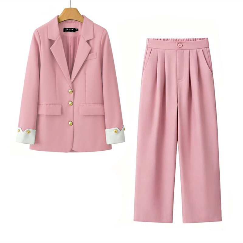 Pink Blazer New Style Slim Fit Fashion 2026 Spring and Autumn Women's Korean Casual Design Suit Pants Set Pink Blazer New Style Slim Fit Fashion 2026 Spring and Autumn Women's Korean Casual Design Suit Pants Set
