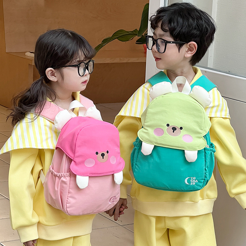 Kindergarten escuela primaria mochila escolar dibujos animados lindo oso niños y niñas mochila 2025 nueva mochila transfronteriza para niños