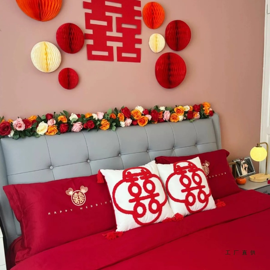 Bedside Artificial Flowers Wedding Room Decoration Decorative Flower Vine Flower Arrangement New House Bedroom Sofa Wedding Fake Flower Rattan