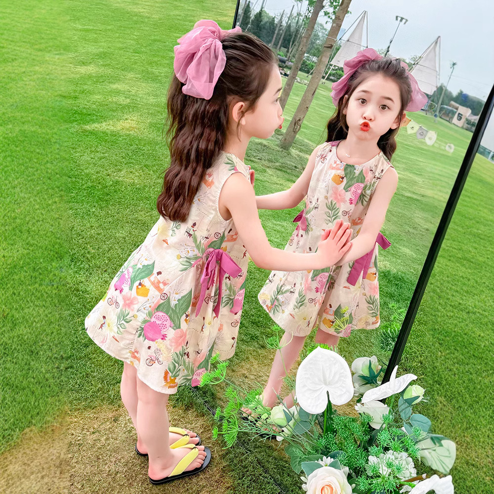 Girls Dress Summer Dress 2025 New Style Children's Summer Floral Super Nice Girl Baby Princess Dress