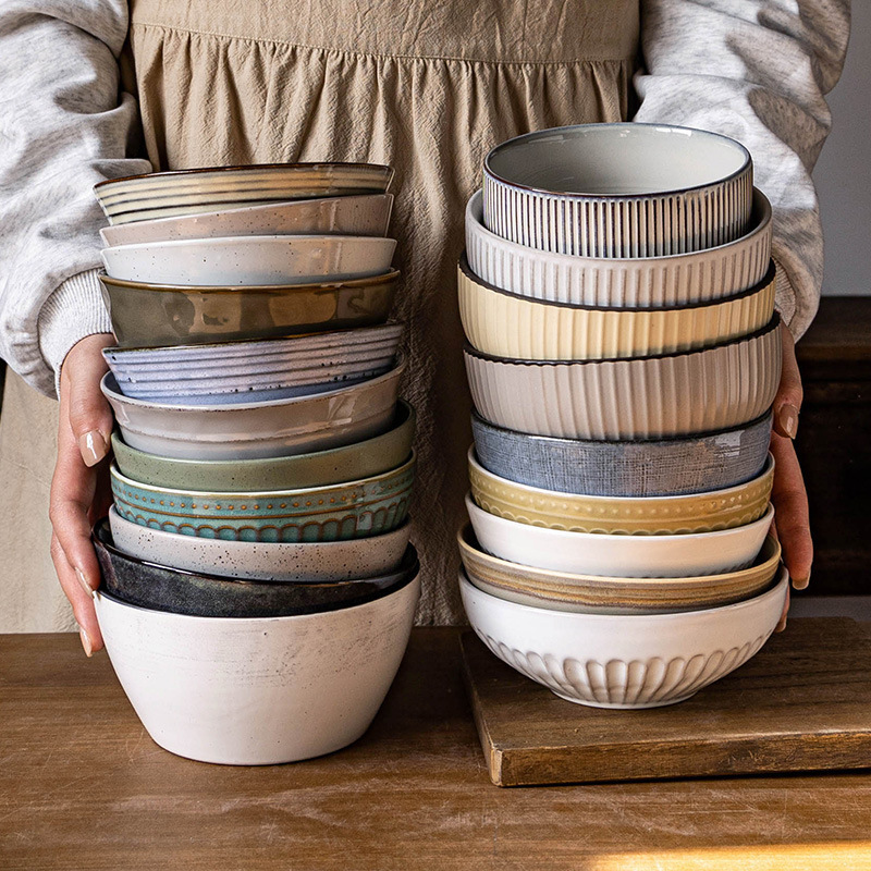 Small fresh household ceramic noodle bowl large collection niche beautiful dessert bowl rice bowl salad bowl vegetable bowl slightly flaw Small fresh household ceramic noodle bowl large collection niche beautiful dessert bowl rice bowl salad bowl vegetable bowl slightly flaw