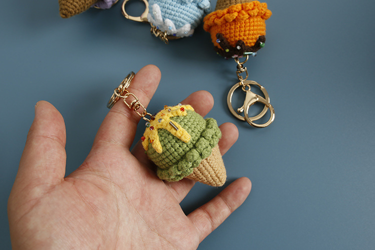 Ice Cream Pattern 1 Piece Cute Ice Cream Yarn Knitting Women's Keychain