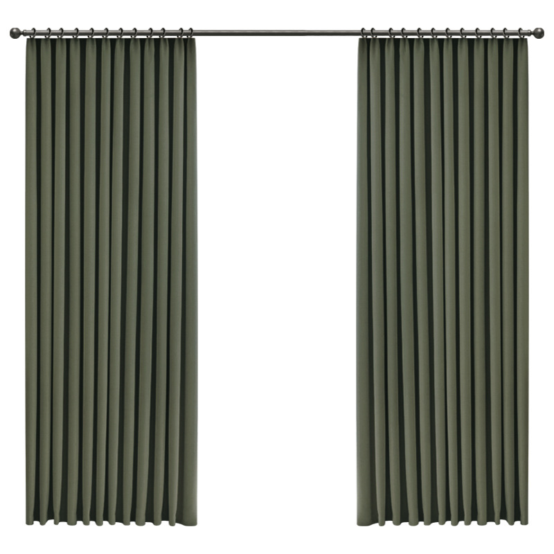 Dormitorio de cortina francesa con sombreado completo, chenilla de doble cara, nuevo paño de protección solar verde retro de alta gama al por mayor