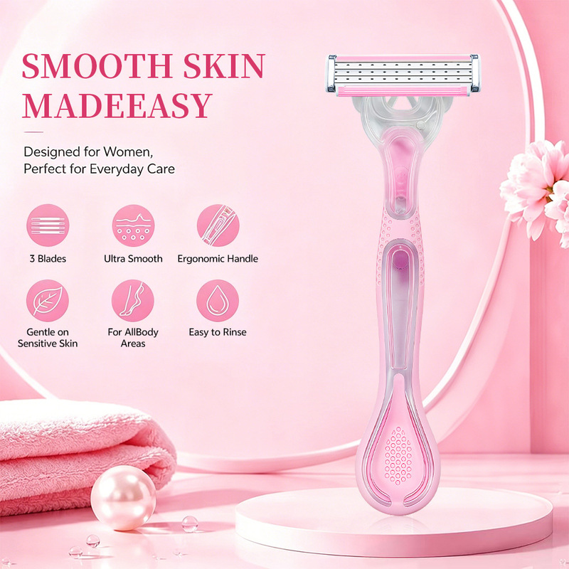 Factory Direct Sale Women's Manual Razor for Shaving Armpit Hair, Leg Hair, and Private Area Hair Removal, in Stock and Ready to Ship