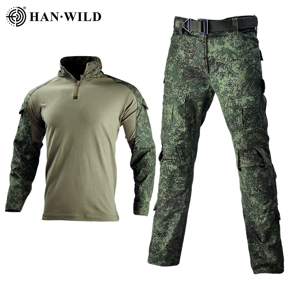 涵野户外迷彩服户外g2蛙服长袖套装带护具骑行运动休闲军迷作训服