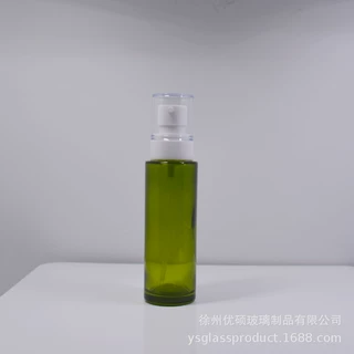 批发定制60ml咸菜绿按压乳液瓶 爽肤水喷雾瓶 玻璃化妆品瓶防晒瓶