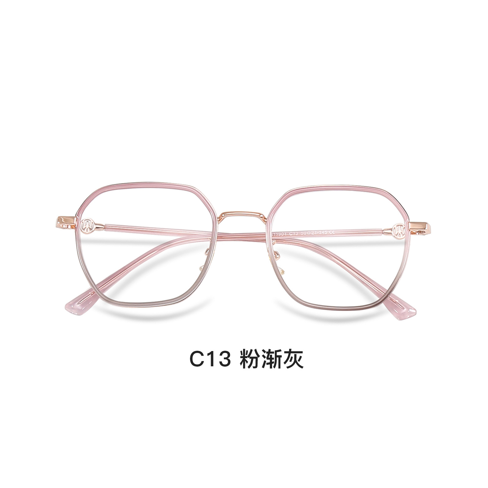 Gafas de miopía retro con montura de plástico dorado, estilo macaron degradado, para niña, poligonales, que iluminan, venta al por mayor en Danyang