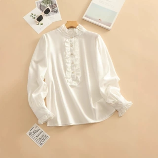 亚马逊外贸欧美女装wish速卖通ebay衬衫荷叶边百搭优雅商务时尚衬