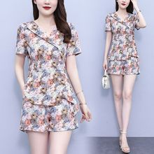 小个子时尚显高西装上衣短裤套装女夏季薄款胖mm洋气显两件套潮