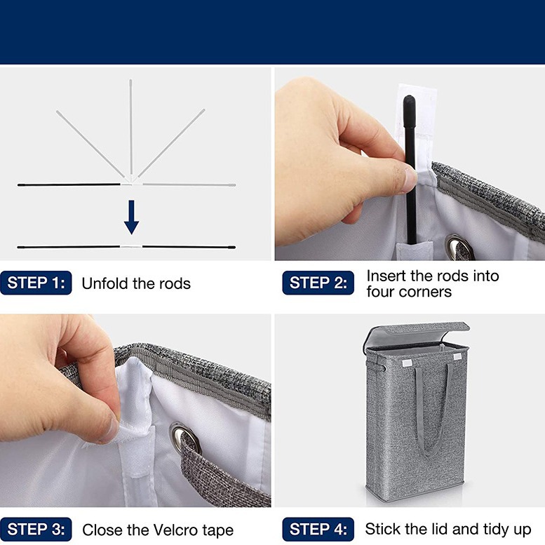 Transfronteriza Amazon cesta de lavandería estrecha tira cesta de lavandería 45L plegable cesta de lavandería dormitorio cesta de lavandería cesta de almacenamiento