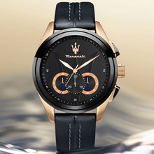 玛莎拉蒂手表商务名表皮带复古石英表防水气质生日礼物轻奢腕表